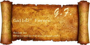 Galló Ferenc névjegykártya